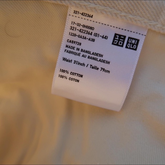 High Waist Uniqlo Regular Fit Tapered Jeans Kaihara Denim Off White - Picture 3 of 5